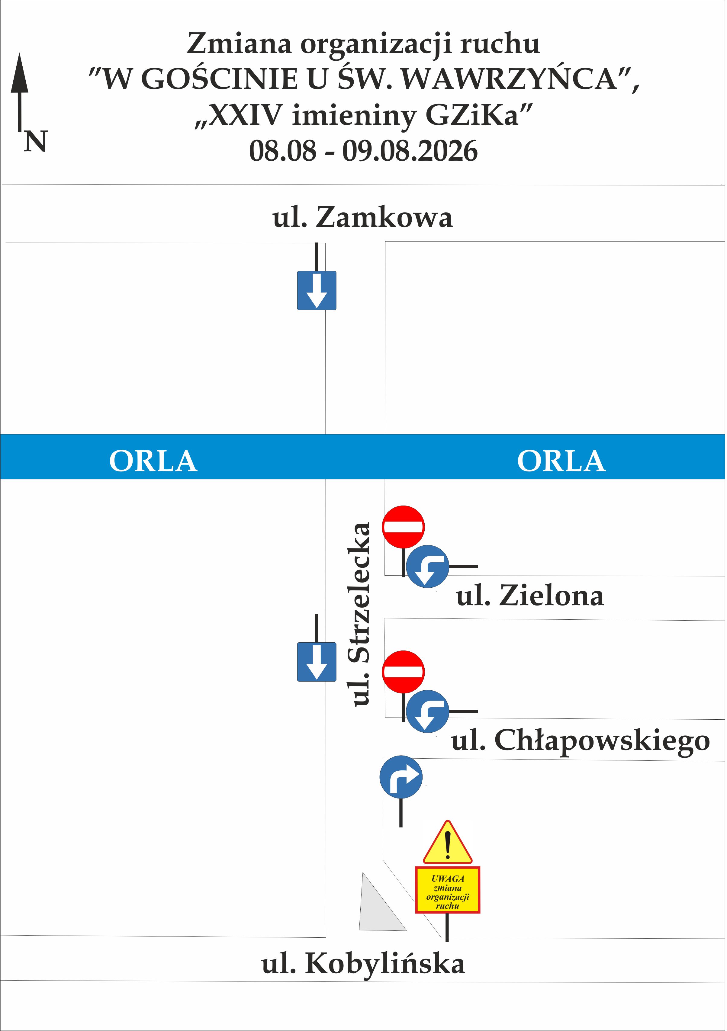 8 i 9 sierpnia - zmiana organizacji ruchu 